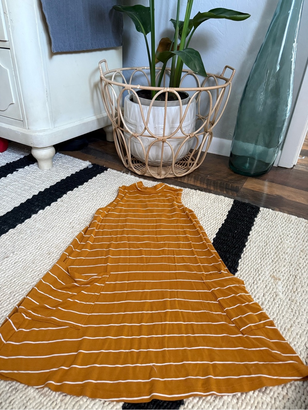 American Eagle mustard stripe swing dress